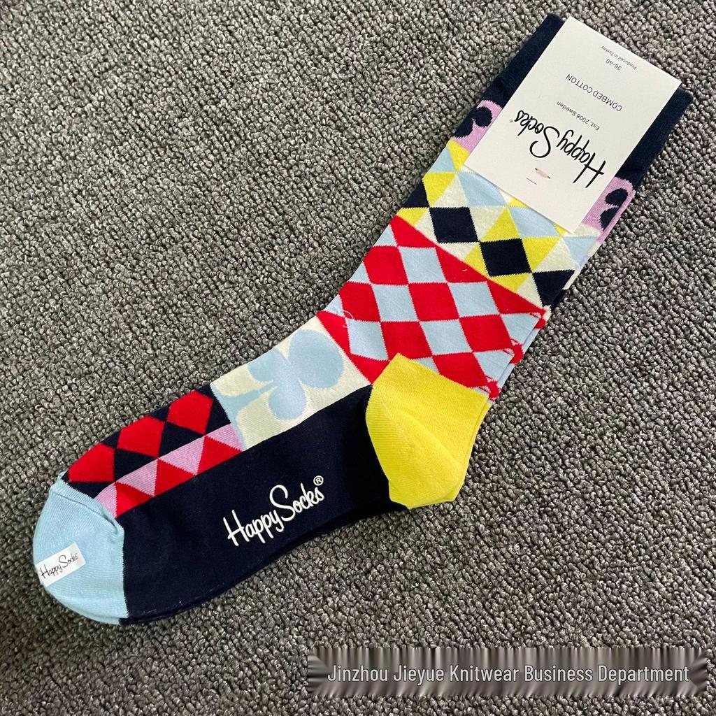 Trendy Swedish Mid-Calf Happy Socks: Women's & Couples' Leg-Shaping Spring/Autumn Style