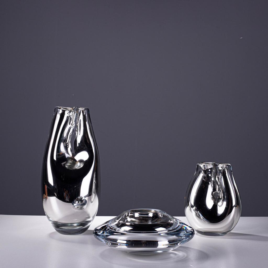 Glass Vase Silver Geometric Arc Flower Vase Flower Arrangement Accessories Hydroponics Terrarium Home Decoration Accessories