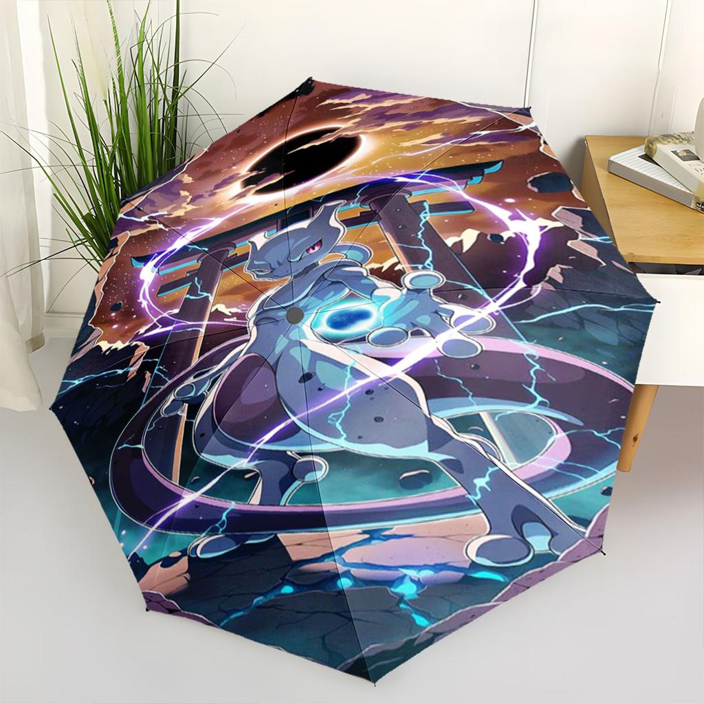 Mewtwo Pokemon Anti UV Umbrella Sun Protection Shade Umbrella Waterproof Windproof Outdoor Travel Parasol