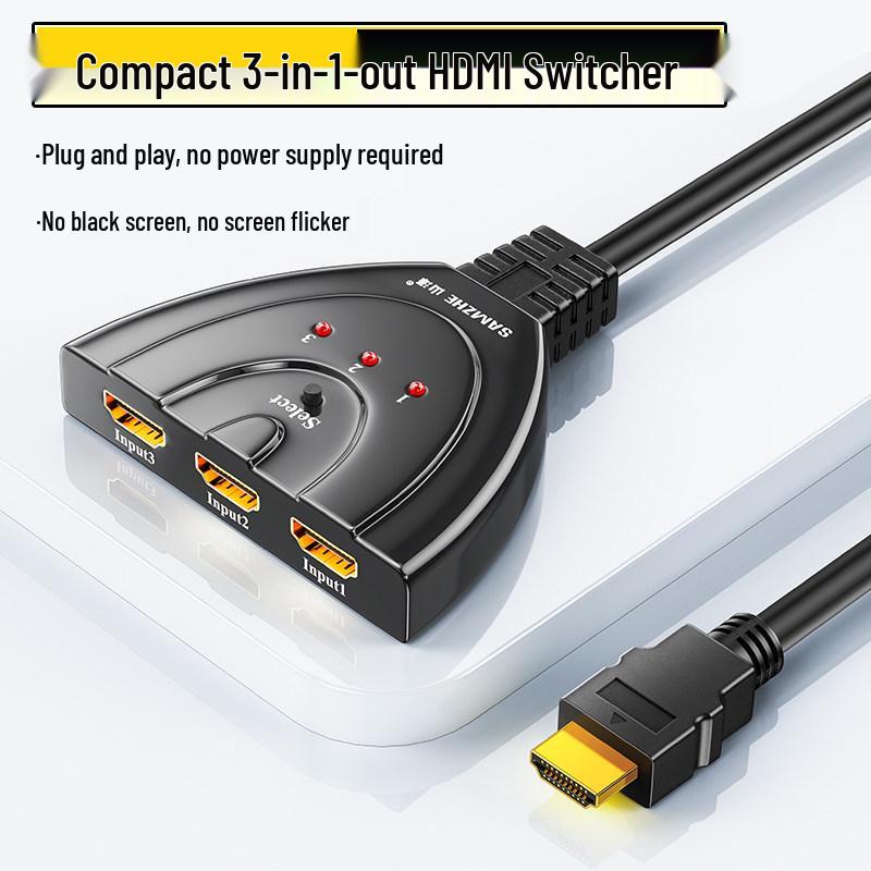 Shan Ze HDMI Switcher: 3-in-1 Converter & 4-in-1 Splitter for High-Definition Video Displays