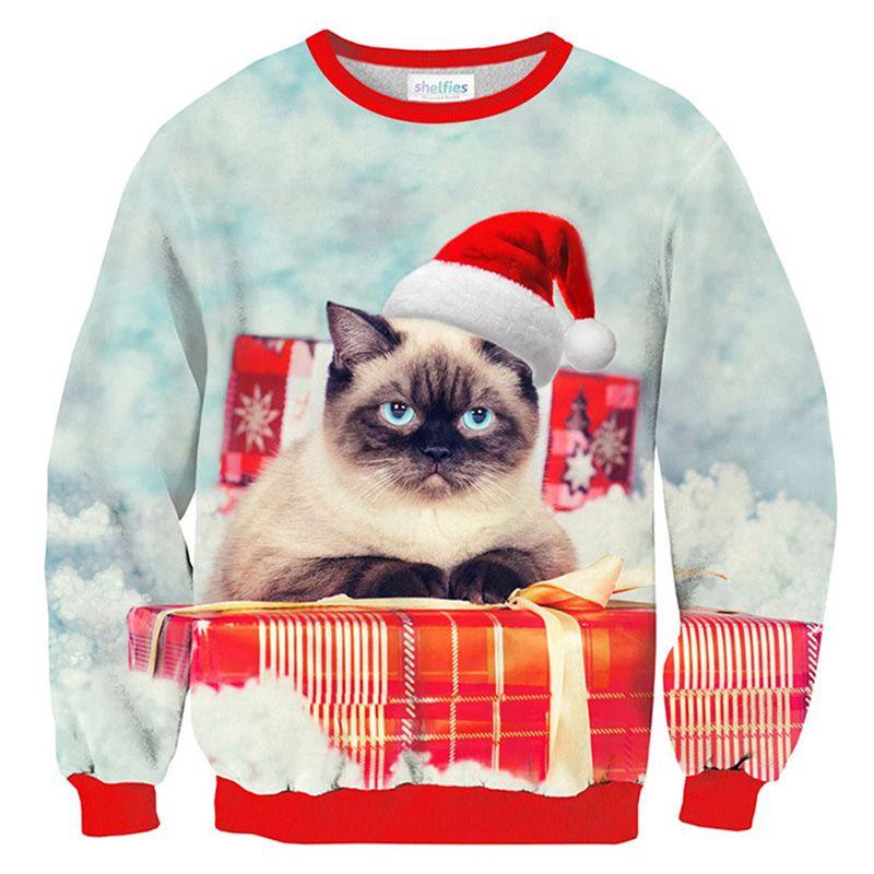 Unisex Mens Womens Ugly Christmas Sweater Santa Claus Warm And Soft Pullover