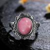 Thick CopperRings Customization,Star Sandstone CopperVintage Ring,Oval Starry Gem Floral Filigree Band for Women Jewelry Gift