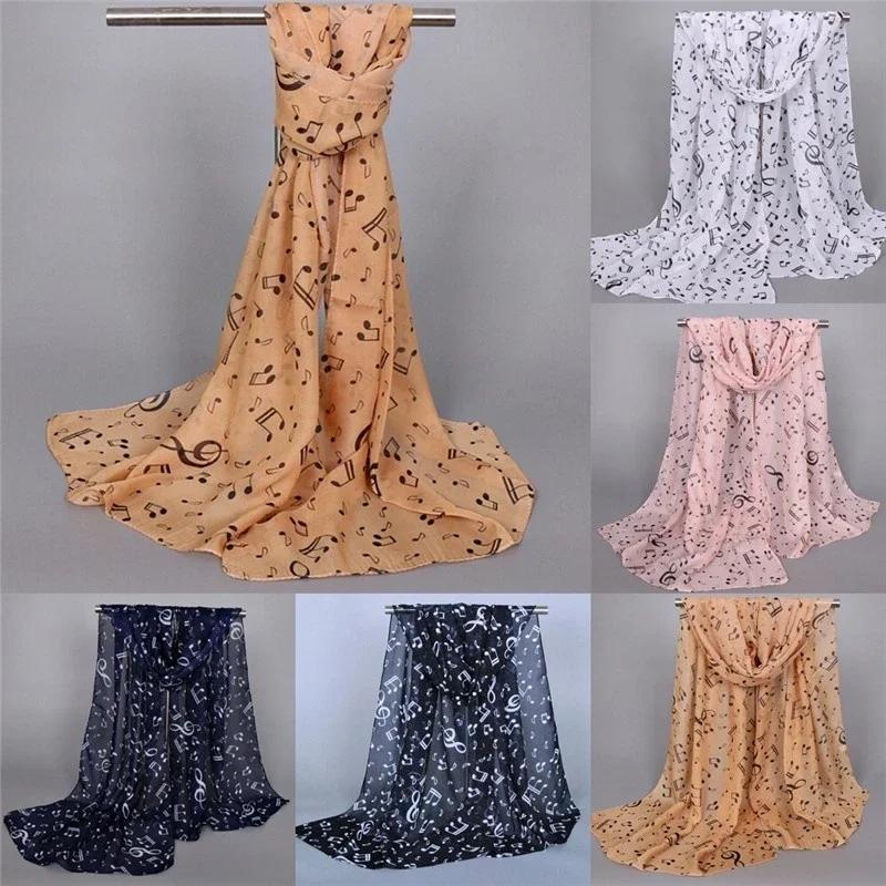 New Fashion Scarf Scarf Scarf Music Note Printed Shawl Women's Soft Chiffon Scarf Travel Photo Versatile And Wearable