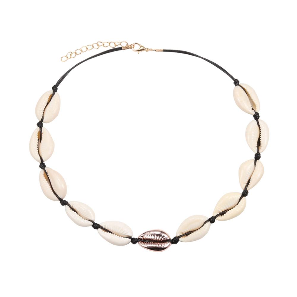 Náhrdelník z mušlí Conch Dámské šperky Letní plážový mušlový choker Bohémský provázkový náhrdelník z kauri korálků Ručně vyráběný límec Ženský