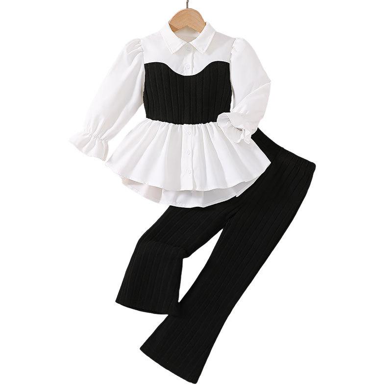 

Girls Fashionable Two-piece Summer Children s Sweet Shirt + Pants Set 9-10Y