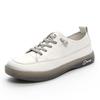 Fashion GKTINOO Loafers Ladies Genuine Leather Large Size Spring New Lace-up White Shoes Women Fashion Casual Soft Sole Flat Shoes Women