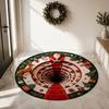 Santa Claus Elk Print Rugs Christmas Round Area Rug, 3D Visual Trap Floor Mat with Print, Festive Entrance Hall Runners Non-Slip Stain Resistant