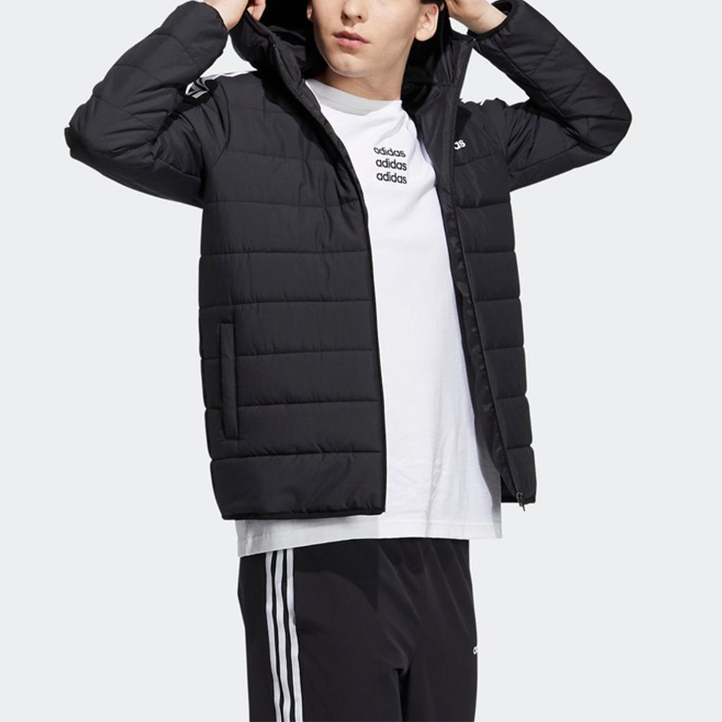 Adidas Neo Three Stripe Sports Casual Hooded Cotton Jacket Winter Men Jacket Black H14197