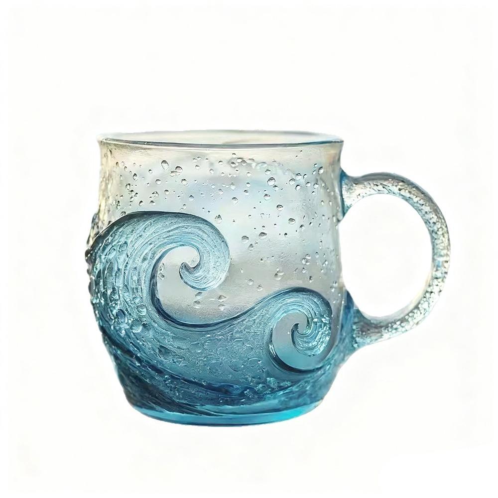 

Capacity Beach Mug Sea Theme Sea Glass Wave Cup Handle Coffee Milk Mug for Coffee Milk Matcha B
