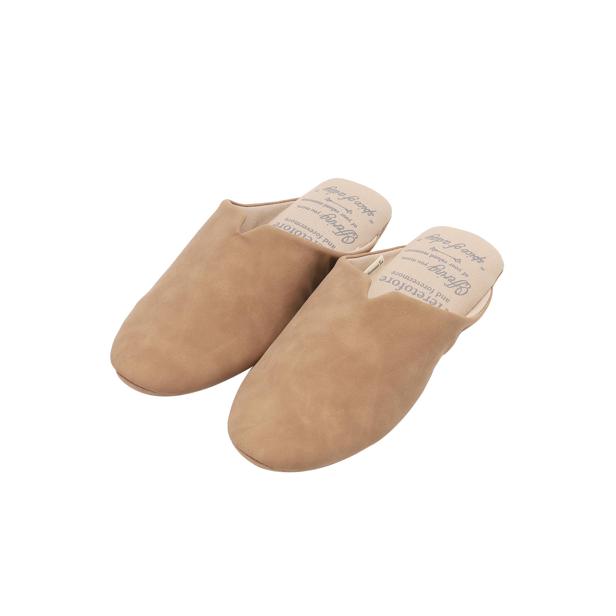 

Afternoon Tea Living Shoes JE98 Simple Synthetic Leather Room Beige Slippers/Room Shoes, бежевый