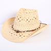 Popular sombrero de vaquero occidental hueco clásico europeo y americano, moda para hombre y mujer, sombrero de paja transpirable para vacaciones, protección solar