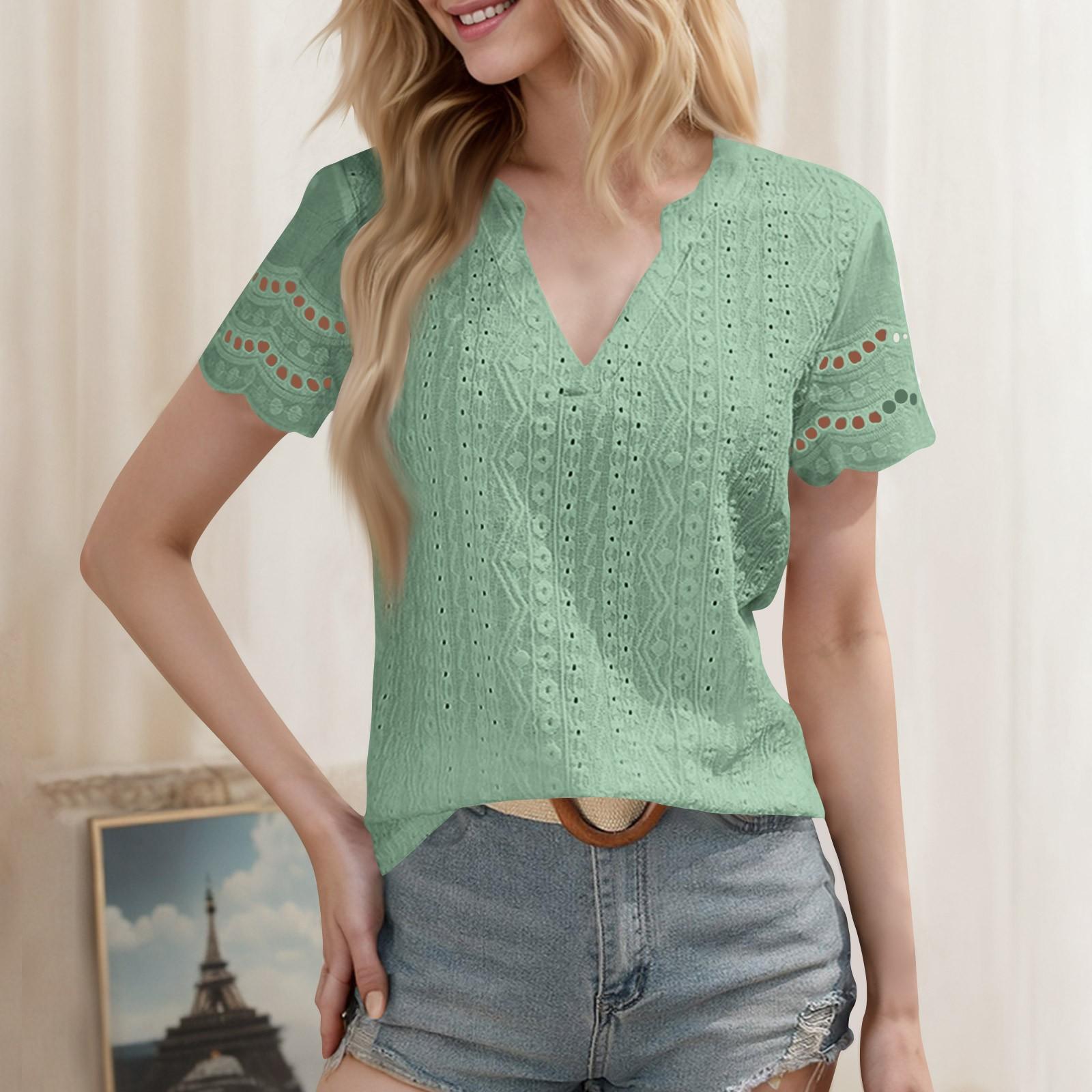 

Женские топы с длинным рукавом, модные женские туники с коротким рукавом и V-образным вырезом XXXL