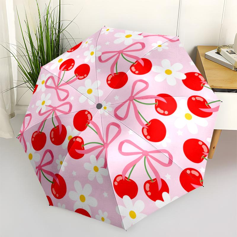 

Cherry Blossom & Bowknot Patterned Compact Umbrella - Lightweight & Durable Automatic Folding Umbrella with 8-Rib Frame, Pink (as the picture,Iron&8K)