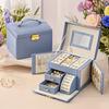 PU Leather Jewelry Organizer Boxes with Mirror Storage Box for Necklaces Rings Earrings Multi-layer Travel Jewelry Cosmetic Box