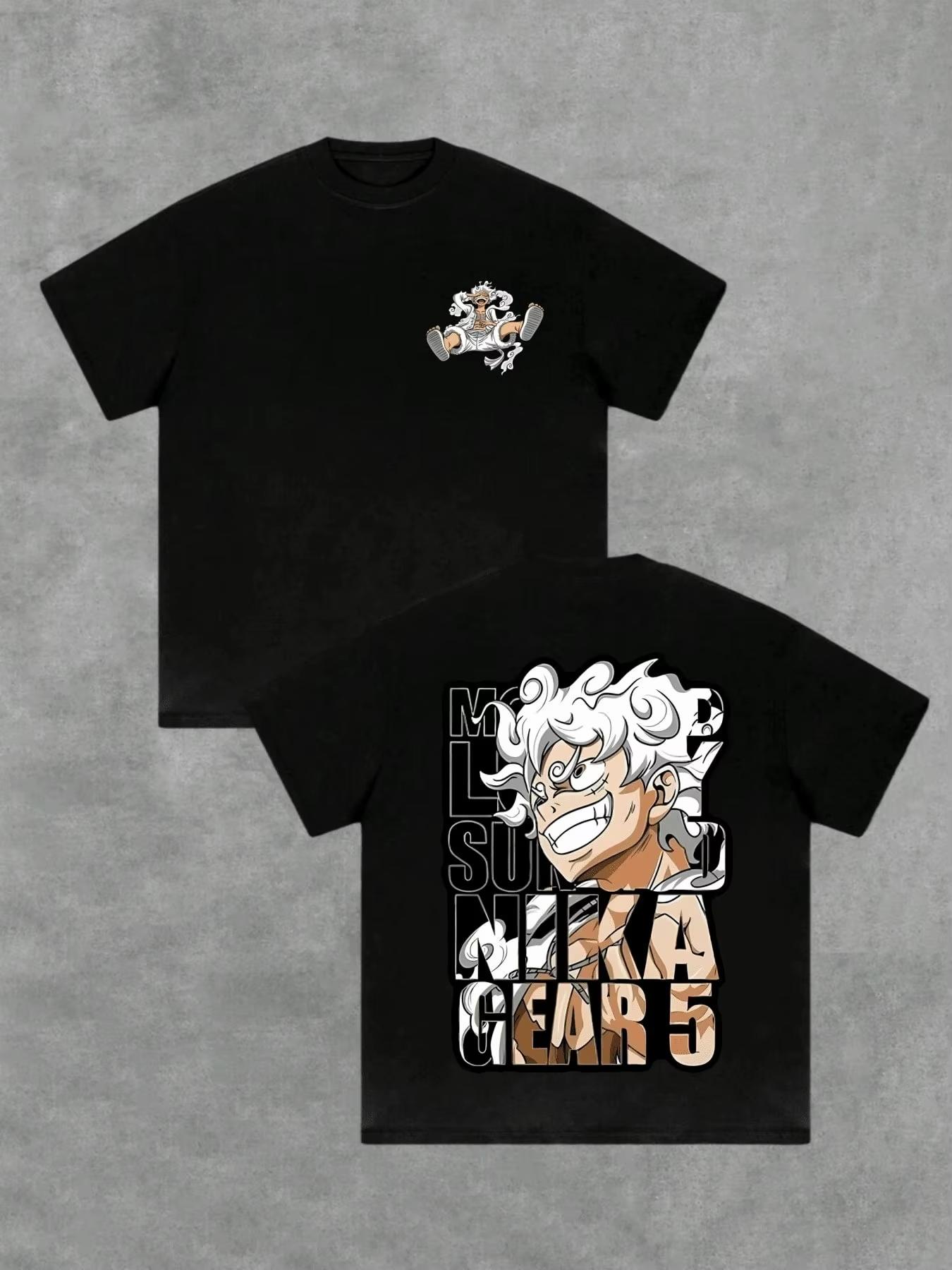 2026 new Monkey D Luffy One Piece Anime Cotton Tshirt Mens Summer Casual Loose ShortSleeved Tshirt 4XL