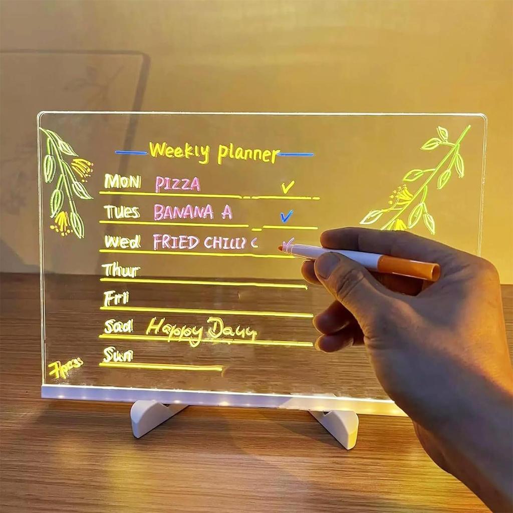 Light Up LED Doodle Board Acrylic Drawing Board With 7 Quick-Drying Pens Luminous Writing Pad For Kindergarten Schools 30x20cm