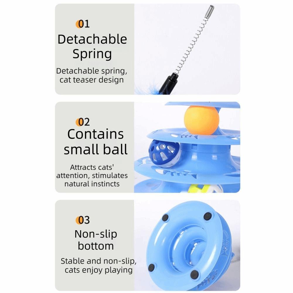 Rotating Ball Cat Track Ball Toy Multi Layer Spring Wand Toy Interactive Cat Toy Training