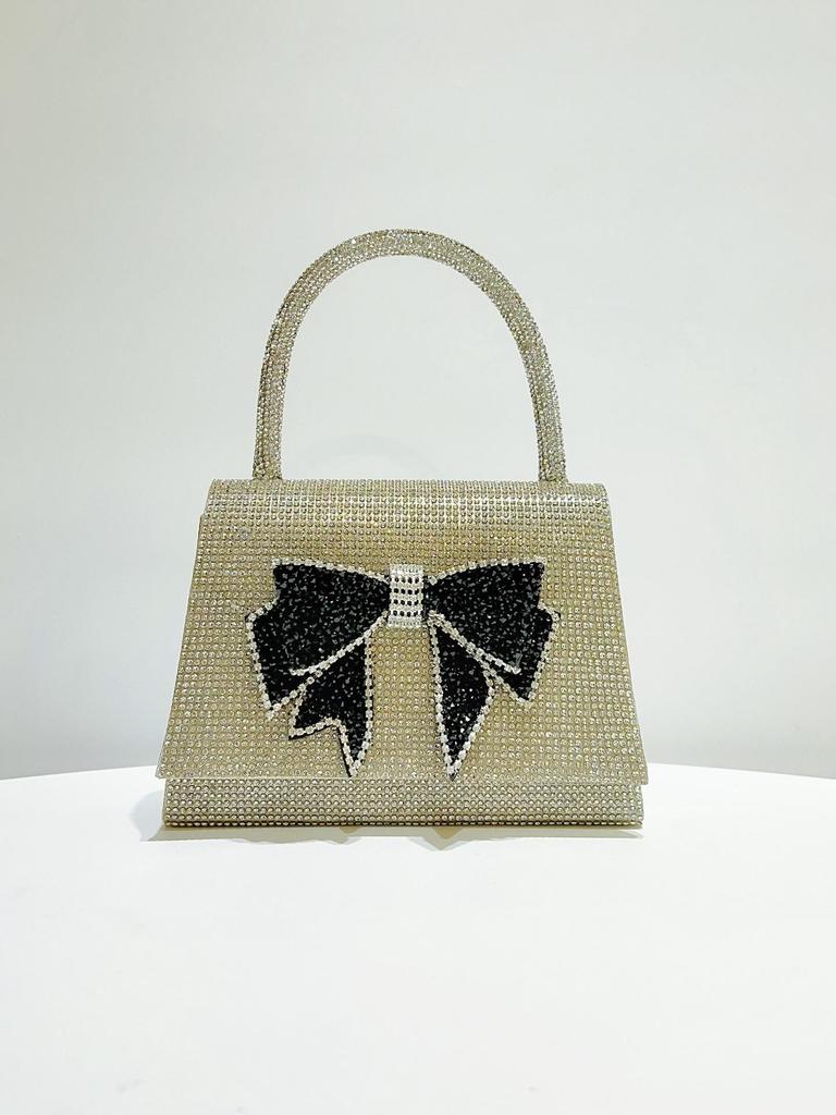 Elegant European & American Luxury Diamond Bow Evening Handbag