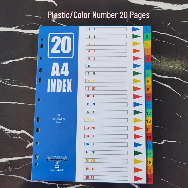 Set de separadores A4 de hojas sueltas: 12 Páginas de Índice Mensual, 50 Páginas Etiquetadas, 31 Páginas de Clasificación por Letra de Colores, Perforadas para 11 Agujeros.