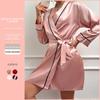 Summer Ice Silk Women's Mid-Length Thin Tie-Up Fashion Robe