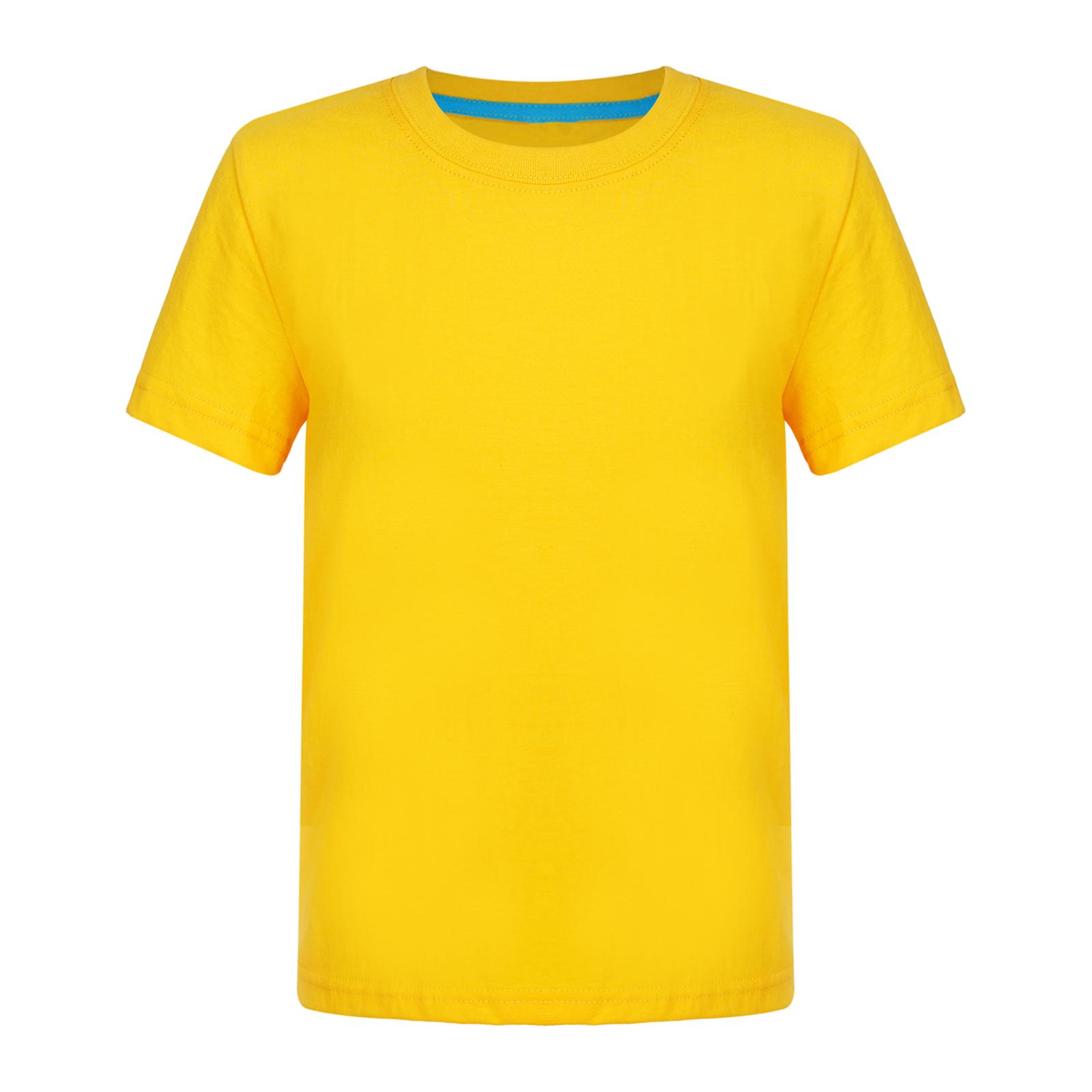 

Boys Short Sleeve Round Neck Cotton Soft T-Shirt Class Uniform Casual Top 5-6 Years жовтий