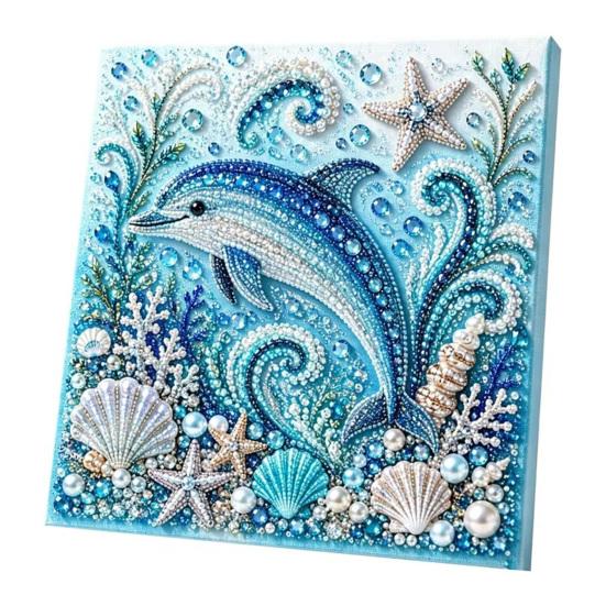 Easy Faux Pearl Crafting Project Ocean Painting Kit, Marine Life 3D Art DIY Beginner Friendly Kit Sea Turtle Fish Picture Craft Set for Adults,