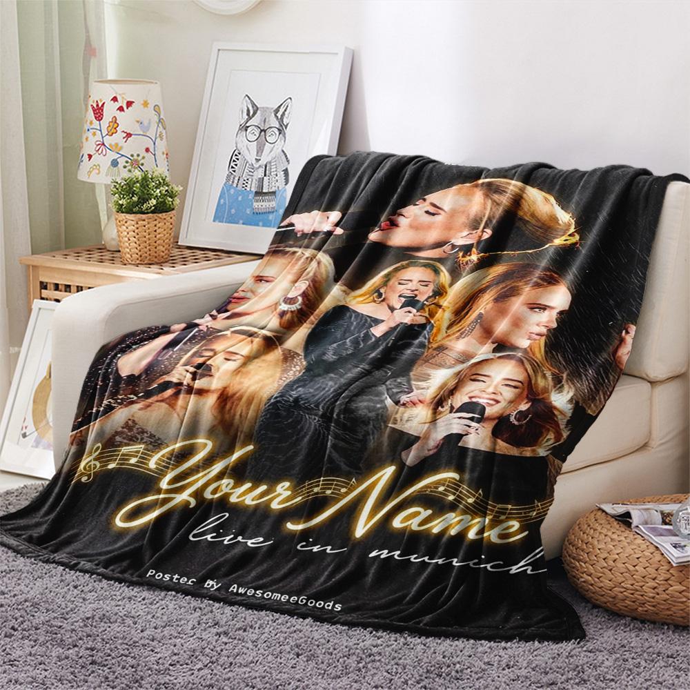 1PC Adele Cosmic Harmony Custom Name Patterned Flannel Blanket Suitable For All Seasons For Home Decor Warmth And Comfort Gifts Holiday Present