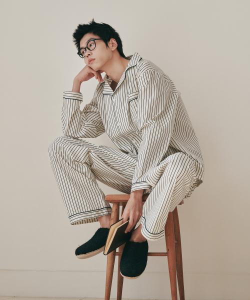 [OGGITT] Standard Bean Stripe Long Sleeve Pajama Set [Shipped from Korea] 100% Authentic