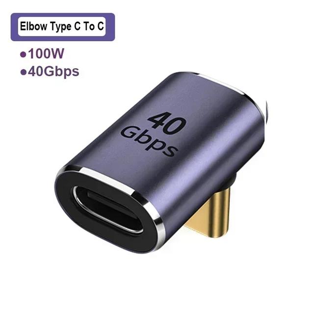 USB4.0 40Gbps Adapter USB C Male To Female 90 Degree 100W Fast Charging Data Converter for Laptop Tablet Phone Accessories 3