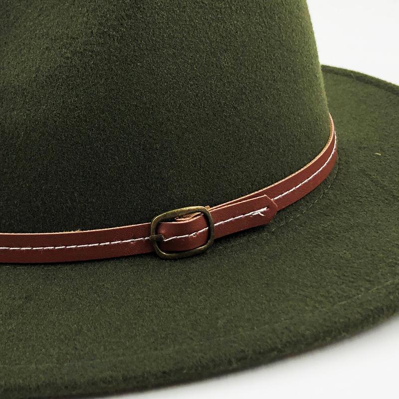 New Women Men Winter Wool Fedora Hat With Leather Ribbon Gentleman Elegant Lady Autumn Wide Brim Jazz Church Panama Sombrero Cap