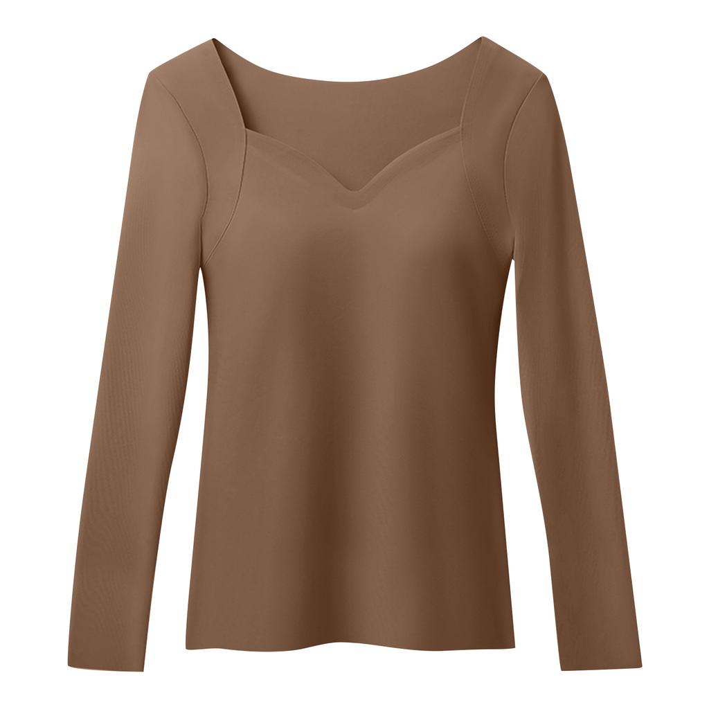 Women's Solid Color Seamless Long Sleeved Thermal Underwear Top