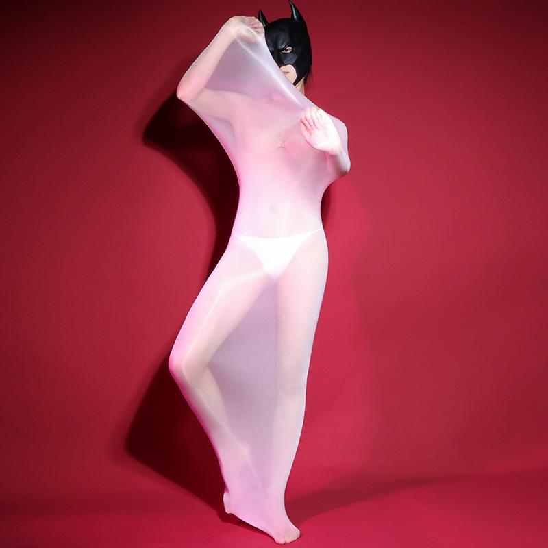 Women Sleeping Bag Jumpsuit Ultra-Thin 8d Oil Shiny Glossy Perspective Couple Full Bodyduit Seamless Pantyhose Night Club Wear