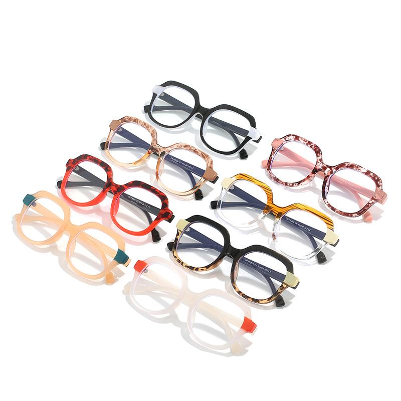 Big Frame Round Double Color Optical Glasses Frames Women Tr90 Anti-Blue Light Spectacle Fashion Clear Lens Computer Eyeglasses