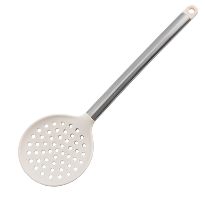 Stainless Steel Handle Silicone Soup Spoon, Food-Grade High-Temperature Resistant Cooking Silicone Kitchen Utensil Spoon.