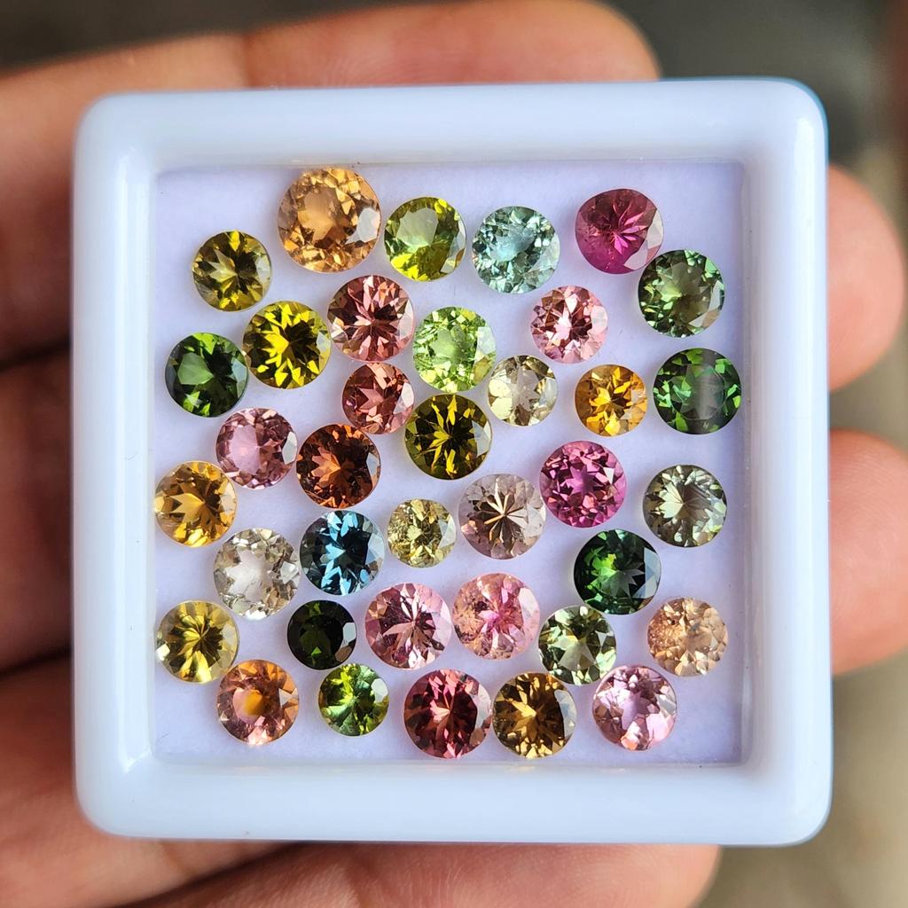 Round Cut Natural Tourmaline 3 MM Size Gemstone, 10 Pcs Multi Tourmaline Lot, Loose Gemstone Lot, October Birthstone For Making Jewelry.