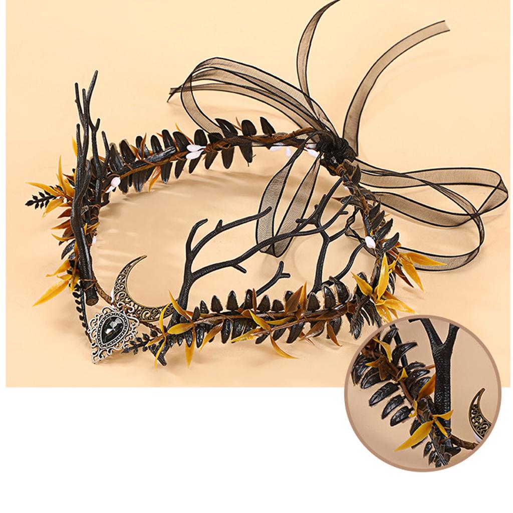 Natural Elf Forest Theme Headpiece With Realistic Twigs And Plastic Grass For Outdoor Party Photography Costume Props