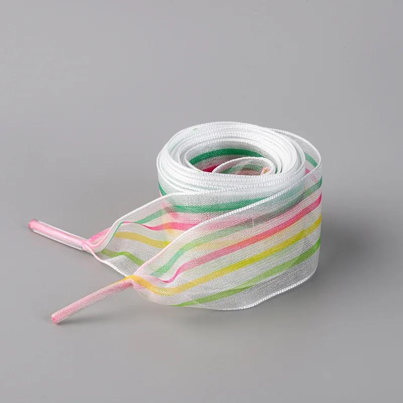 Color Flat Shoelaces Printing Leopard Yarn Shoe Laces 2.5CM Width 80CM/100CM/120CM Length Transparent Shoelace for Women Girl