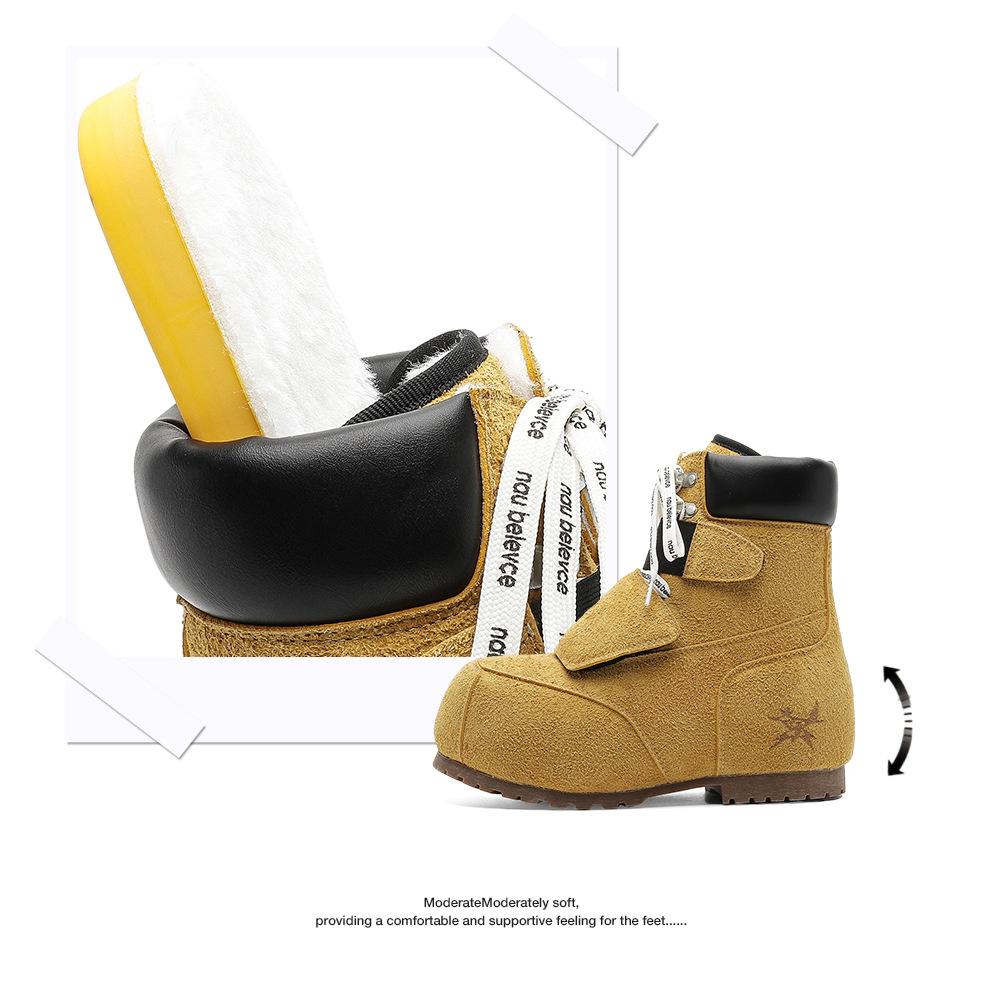 Autumn and winter couple high street niche design high-top ski boots heightening shoes velvet warm Martin boots