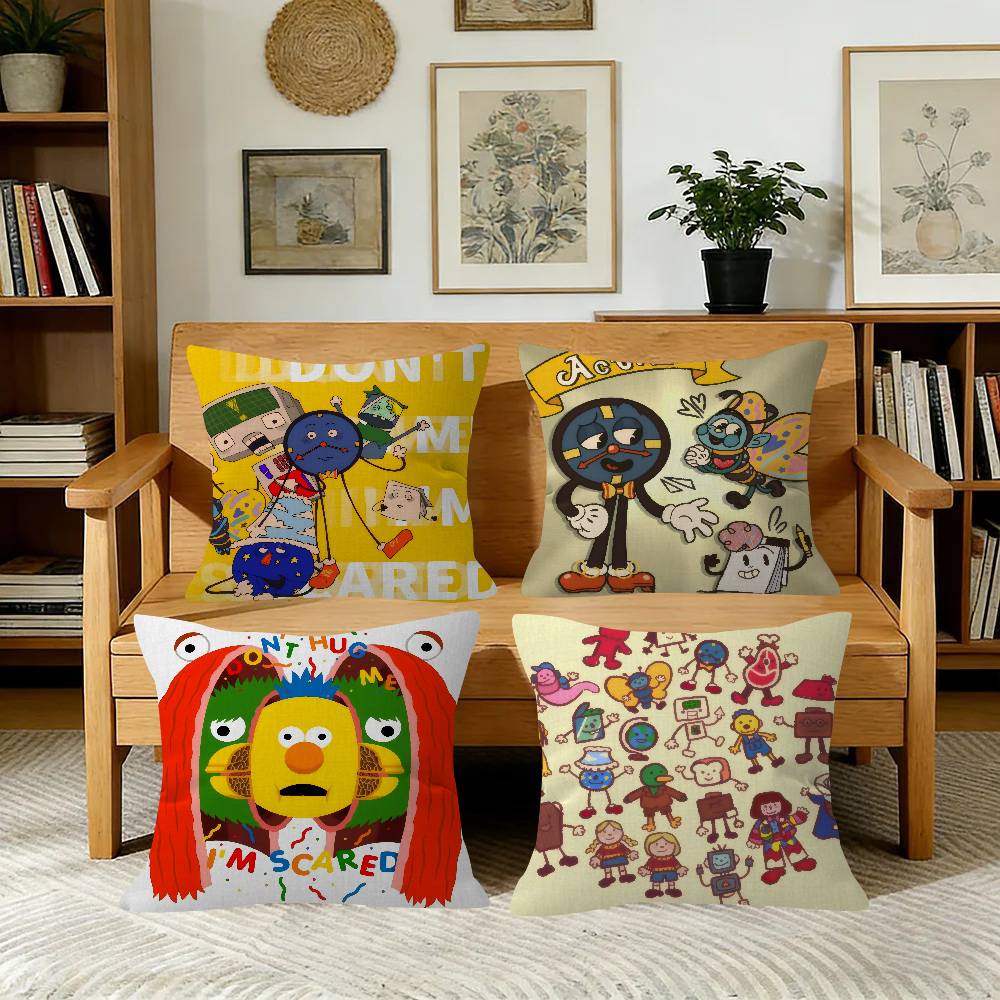 Dont Hug Me Im SScared Pillow Covers Cartoon Sofa Decorative Home Doublesided Printing Short Plush Cute Cushion Cover