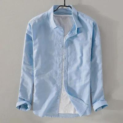 Men's Lightweight Summer Linen Shirt Jacket - Sun Protection, Thin, Long-Sleeved Casual Cotton Blend Top