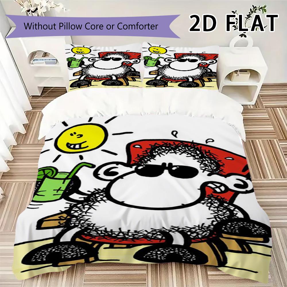 Sheepworld Pattern Bedding Uilt Set Uilt Cover Pillowcase Home Decoration Birthday Gift (1 * Duvet Cover + 2 * Pillowcase Without Core)