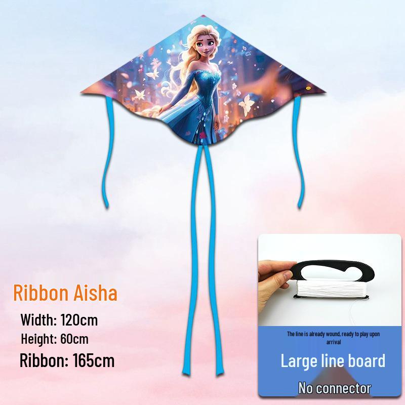 Aisha Elsa Princess Kite - 2026 Cartoon Style, Easy to Fly for Kids & Adults, Ideal for Gentle Breeze Days.