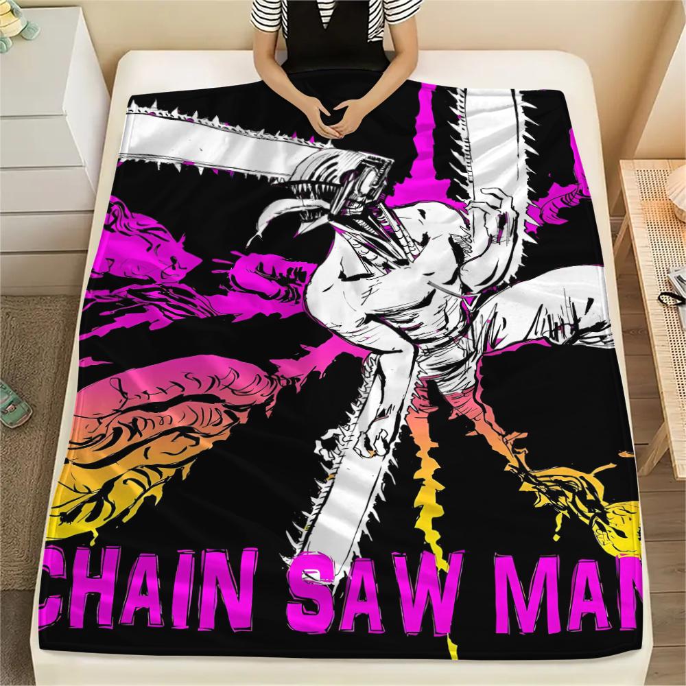 1Pc Chainsaw Man Print Flannel Blanket, High quality Comfortable for All Seasons, Home Decor, Warmth and Comfort, Perfect for Christmas Gifts