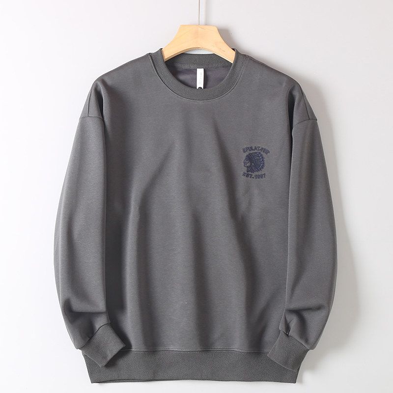 American-Style Casual Indian Embroidered Round-Neck Pullover Sweatshirt, Export Surplus Vintage Loose Long-Sleeve Jacket for Men