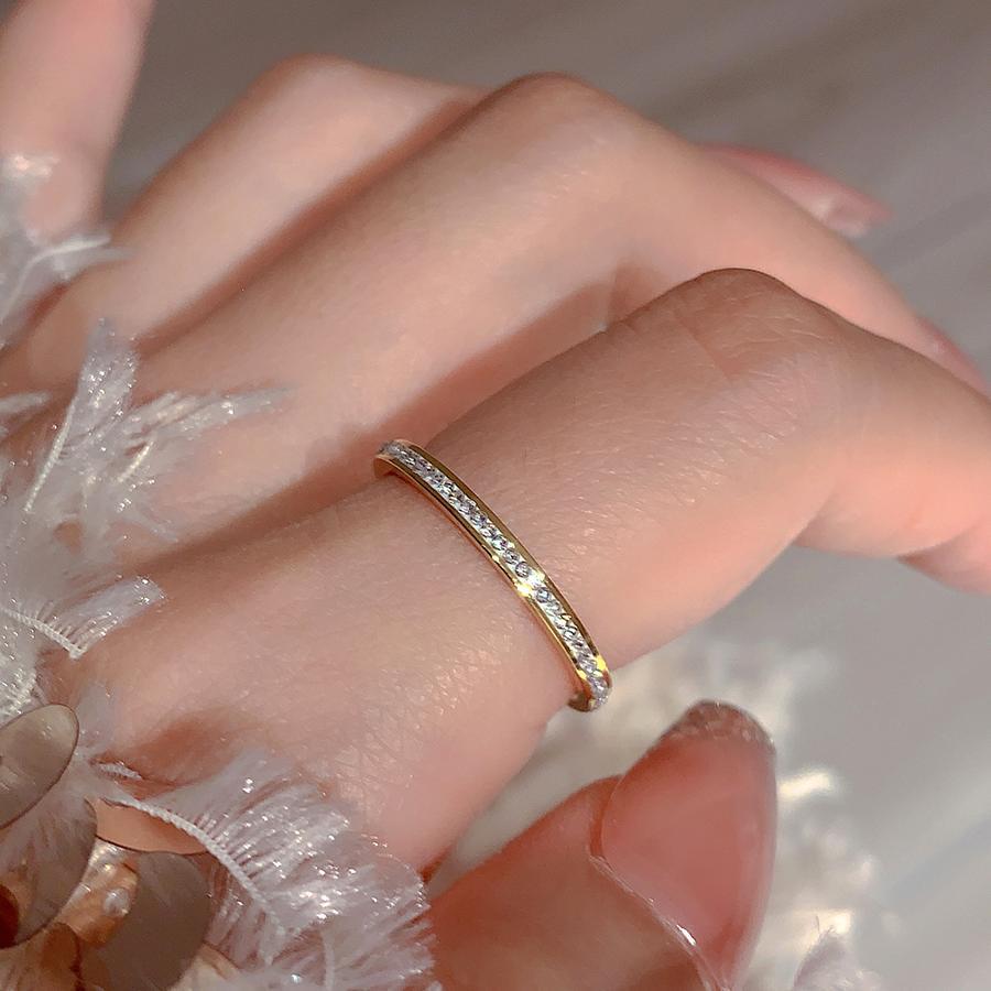 Titanium steel gypsy star row diamond ring women's fashion jewelry versatile accessories ring