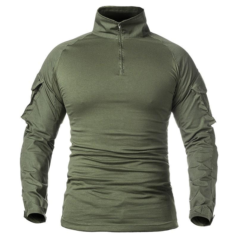Camicie da combattimento a maniche lunghe uniformi dell'esercito da uomo T-shirt tattica militare in cotone solido