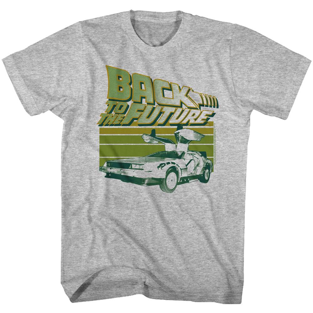 Back To The Future Movie 88 MPH DeLorean Green Background Men T Shirt L