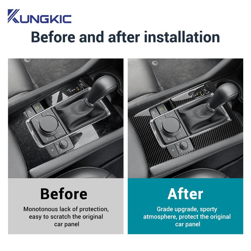 Dla Mazda 3 Axela      2024 2025 Prawdziwa Miękka Naklejka z Włókna Węglowego Panel Panelu Zmiany Biegów Samochodu Manualnego Automatycznego