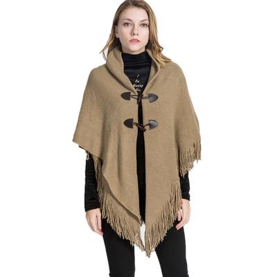 Strickjacke Frauen Lose Lange Ärmellose Gestrickte Poncho Pullover Solide Magische Schals Strickjacken Mit Knopf