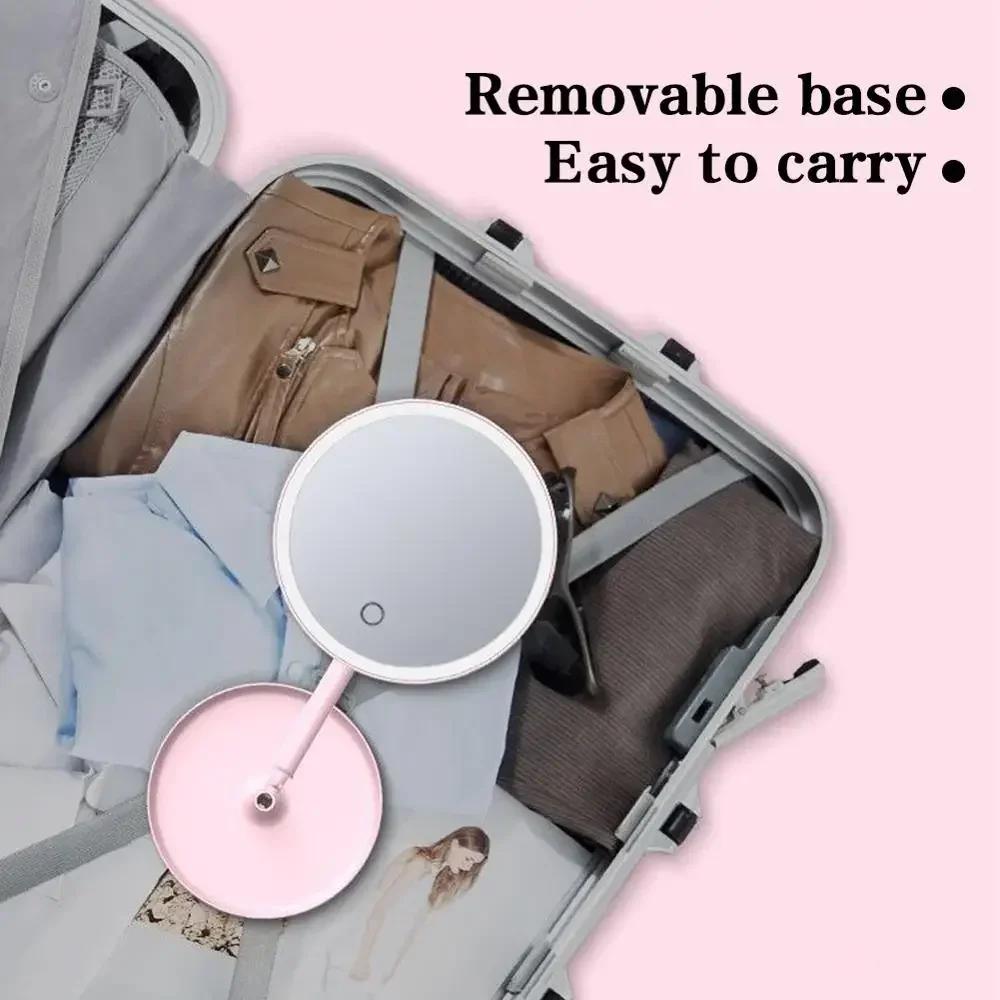 Detachable 1PC 3 Modes Makeup Mirror with Light LED Daylight Vanity Mirror Storage Base Mirror with Light Gift USB Rechargable